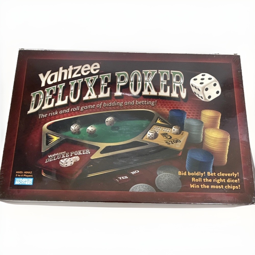 Parker Brothers Yahtzee Deluxe Poker Dice Game Vintage  2-6 Players New In Box